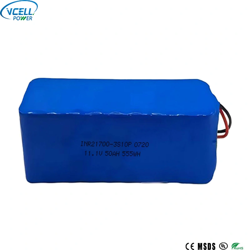 11,1 V 50 Ah 21700 3S10P Li-ion oplaadbare batterij