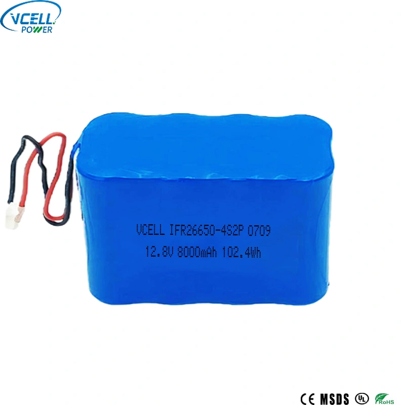 12,8 V 8000 mAh 26650 LiFePO4 oplaadbare batterij