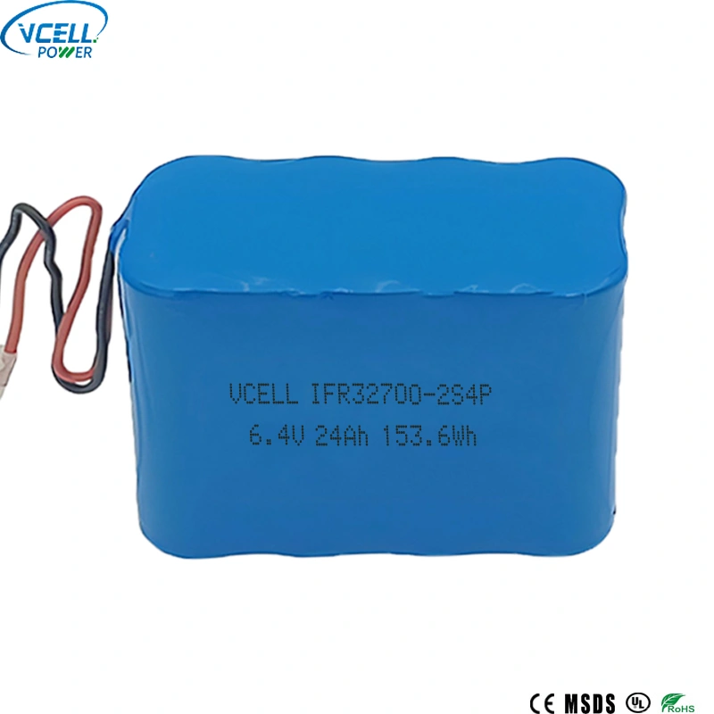 6,4 V 24 Ah LiFePO4 oplaadbare batterij